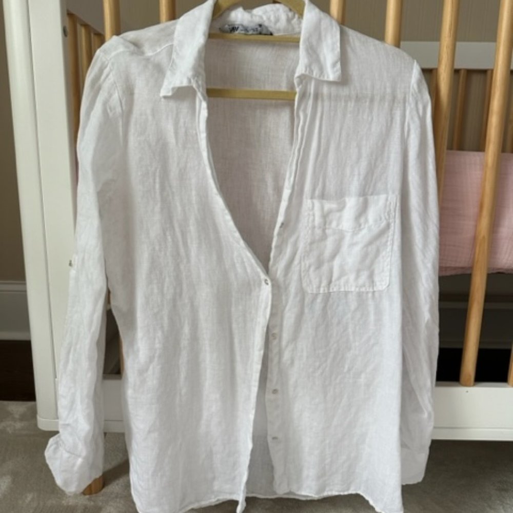 ZARA Linen Button Down Shirt